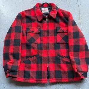 1960 / 1970s True Vintage Plaid Wool Jacket Red Black